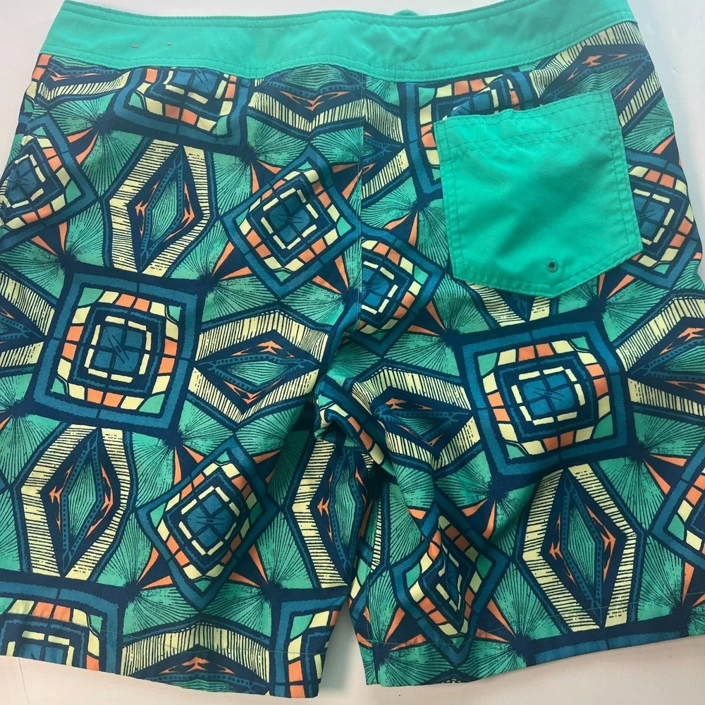 Hollister Mens Swim Shorts Sz 32 Multicolor Geometric Print Boardshorts W34 L8.5